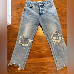 Trendy Distressed Light Blue Boyfriend Jeans